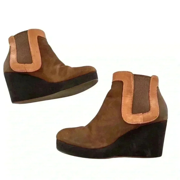 Tommy Bahamas Kishiko ankle booties 6 brown nubuck leather wedge platform boots - Picture 9 of 12
